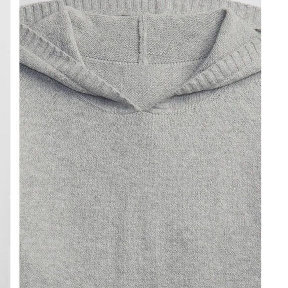 NWT GAP Cozy Knit Pullover Hooded Sweater Light Heather Gray Cotton Blend L $70 - Picture 4 of 5
